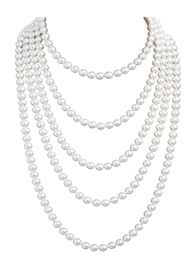 Cizoe 1920s Pearls Necklace Fashion Faux Pearls Gatsby Accessories Vintage Costume Jewelry Cream Long Necklace for Women(1A-white-1) - Image 1